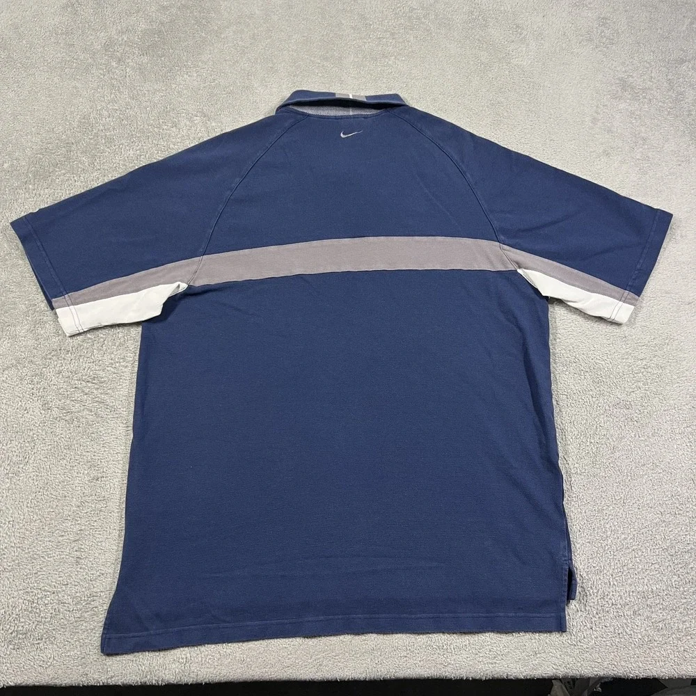 Vintage Nike Tiger Woods Yin Yang Polo Shirt Mens XL Blue Golf Logo Zip